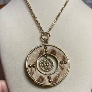 Anne Klein Gold Circular Pendant Necklace
